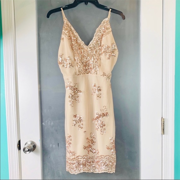 Dresses & Skirts - Champagne Sequin Cami Dress L Nude